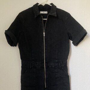 Black Denim Jumpsuit with Zipper